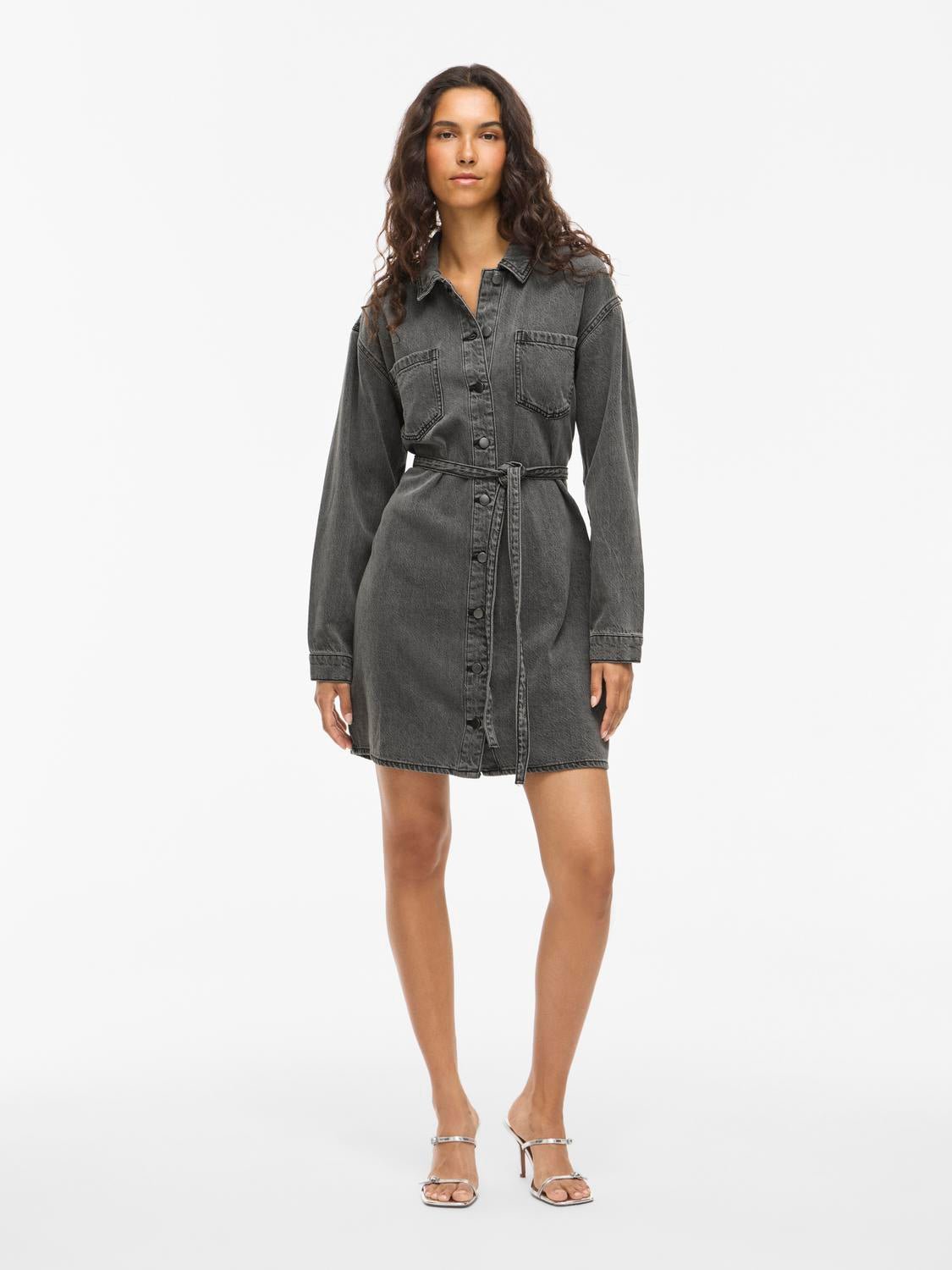VIKIKI Short Dress - Dark Grey Denim - VERO MODA & VILA Bergvik